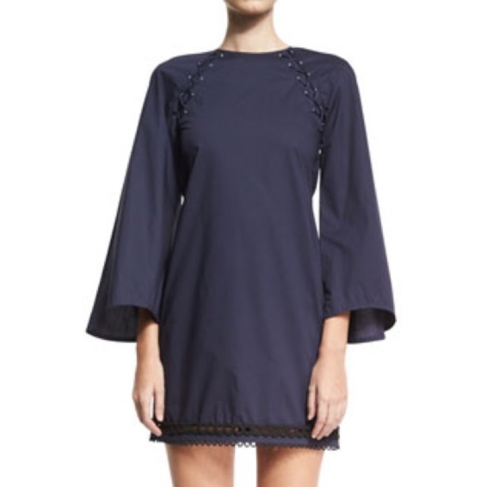 Derek Lam 10 Crosby-100% cotton Bell-Sleeve A-Line Dress w/ Lacing Size 8